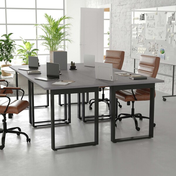 Flash Furniture Redmond 48x30 Conf Tbl w/1in. Thick Dbl Sided Laminate Tbl Top w/PVC and U-Frame Steel Bse, Gry Oak - MT-M4830-LTGRY-UBF-GG