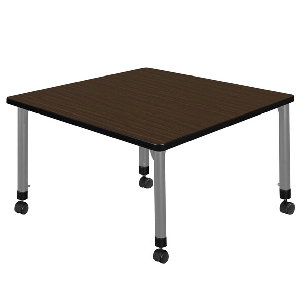 Regency Square Kee Height Adjustable Mobile Classroom Activity Table, 36 in W, 36 in L, Neo Walnut - TB3636NWAPCGY