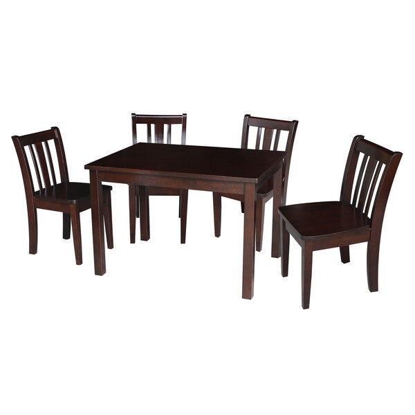 International Concepts Rectangle Table with 4 San Remo Juvenile Chairs, 24 in W, 33.1 in L, 22.2 in H, Wood, Rich Mocha - K15-2532-CC105-4