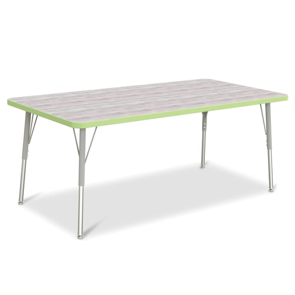 Jonti-Craft Berries Rectangle Activity Table, 30 in. x 60 in., A-height, Driftwood Gray/Key Lime/Gray - 6408JCA451