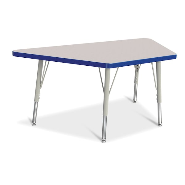 Jonti-Craft Berries Trapezoid Activity Tables, 24 in. x 48 in., E-height, Freckled Gray/Blue/Gray - 6438JCE003