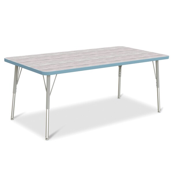Jonti-Craft Berries Rectangle Activity Table, 30 in. x 60 in., A-height, Driftwood Gray/Coastal Blue/Gray - 6408JCA452