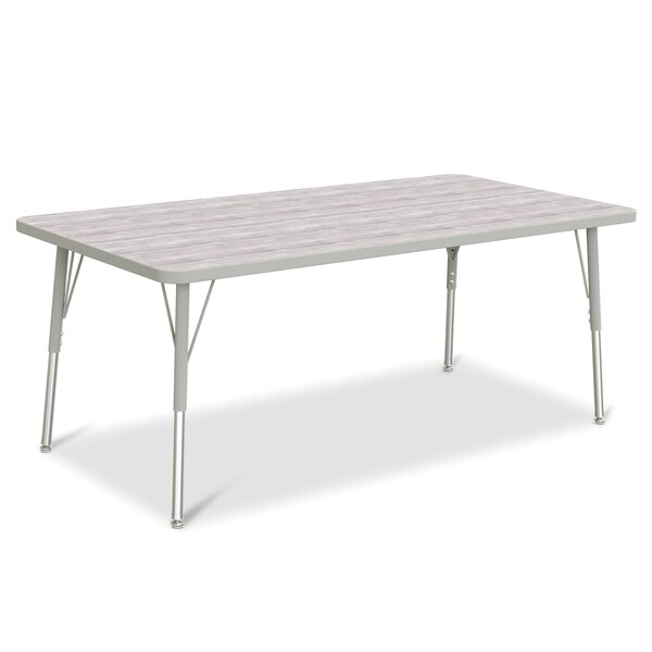 Jonti-Craft Berries Rectangle Activity Table, 30 in. x 60 in., A-height, Driftwood Gray/Gray/Gray - 6408JCA450