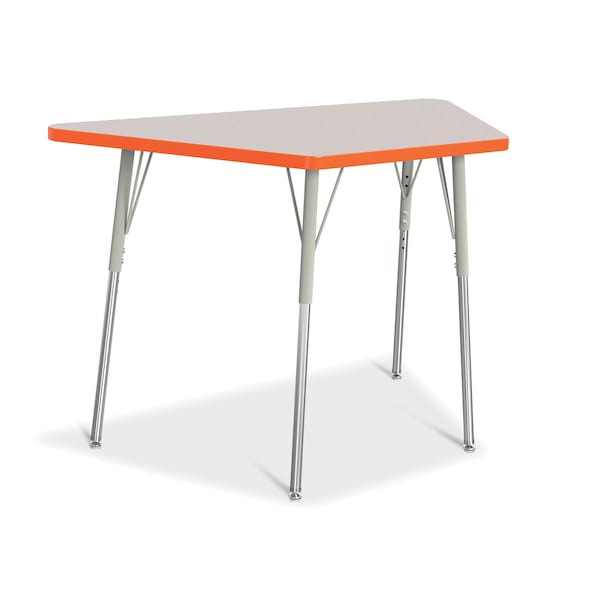 Jonti-Craft Berries Trapezoid Activity Tables, 24 in. x 48 in., A-height, Freckled Gray/Orange/Gray - 6438JCA114