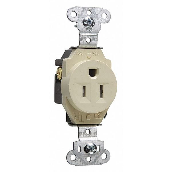 Receptáculo Legrand, 15 amperios, 125V CA, montaje empotrado, salida única, 5-15R, marfil - TR5251I