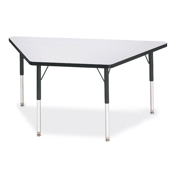 Jonti-Craft Berries Trapezoid Activity Tables, 30 in. x 60 in., A-height, Freckled Gray/Black/Black - 6443JCA180