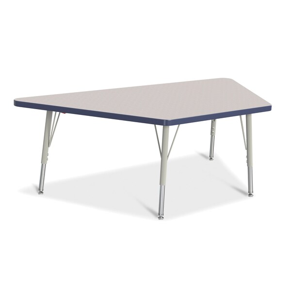 Jonti-Craft Berries Trapezoid Activity Tables, 30 in. x 60 in., E-height, Freckled Gray/Navy/Gray - 6443JCE112