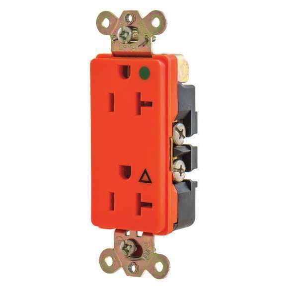 Tomacorriente Zoro Select, 20 amperios, 125V AC, montaje al ras, tomacorriente estándar doble, 5-20R, naranja - 9300IG