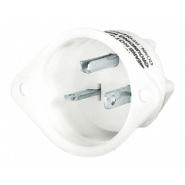 Receptáculo Bridado Zoro Select, 20 Amperios, 125V CA, Montaje en Panel, Entrada/Salida, 5-20R, Blanco - 5378