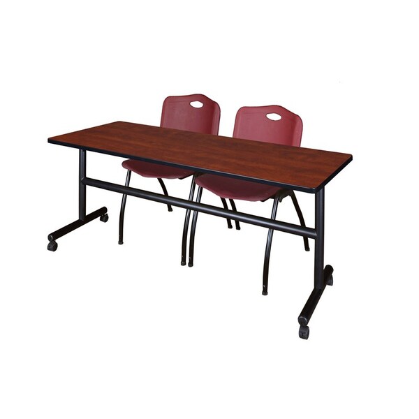 Kobe Rectangle Tables > Nesting Tables > Kobe Flip Top Table & Chair Sets, 72 W, 24 L, 29 H, Cherry - MKFT7224CH47BY
