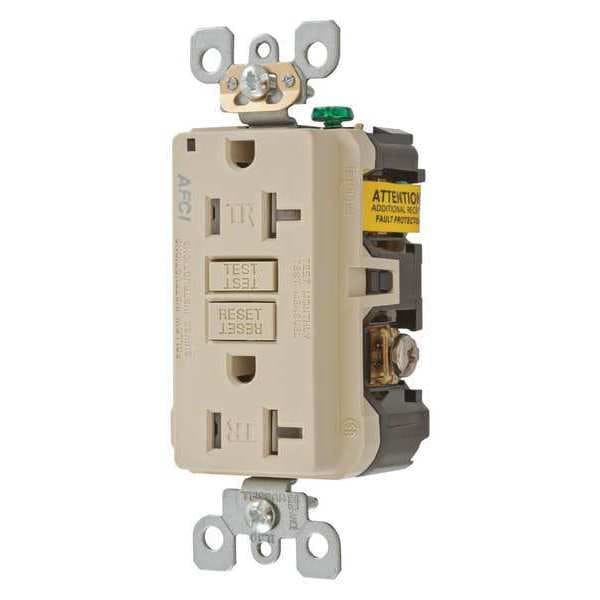 Receptáculo Hubbell, 20 amperios, 125V AC, montaje al ras, toma doble estándar, 5-20R, marfil - AFR20TRI