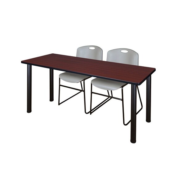 Kee Rectangle Tables > Training Tables > Kee Table & Chair Sets, 60 W, 24 L, 29 H, Mahogany - MT6024MHBPBK44GY