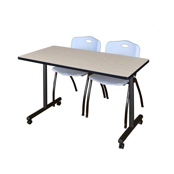 Kobe Rectangle Tables > Training Tables > Kobe Mobile Table & Chair Sets, 48 W, 24 L, 29 H, Maple - MKTRCC4824PL47GY