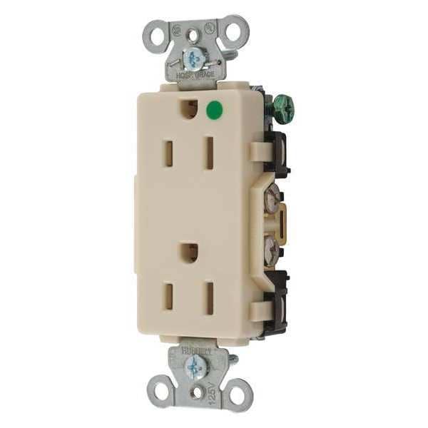 Receptáculo Hubbell, 15 amperios, 125V CA, montaje empotrado, toma de corriente doble estándar, 5-15R, color marfil - 2172IV
