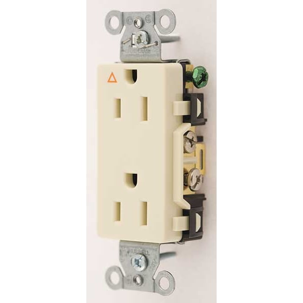 Receptáculo Hubbell, 15 amperios, 125V CA, montaje empotrado, toma dúplex decorativa, 5-15R, Marfil - IG15DRI