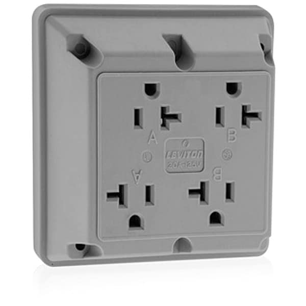 Contacto Leviton, 20 A Amperios, 125VCA, Salida Cuádruple, 5-20R, Gris - 21254-GY
