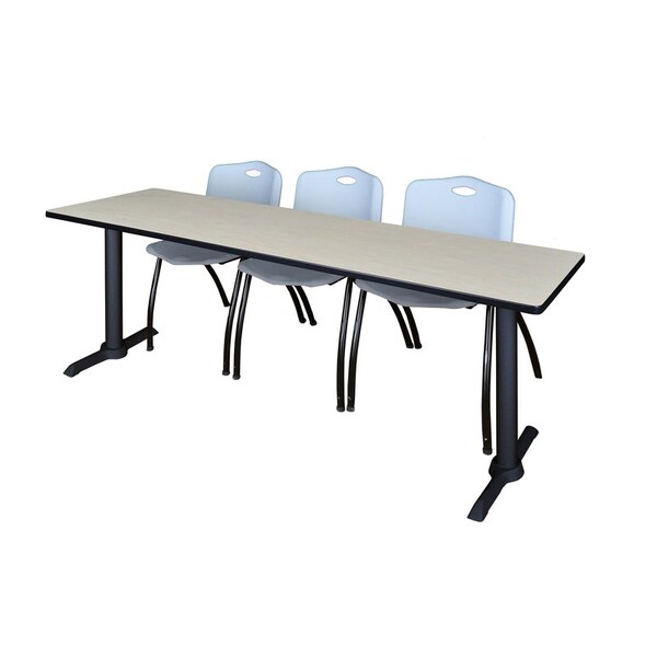 Cain Rectangle Tables > Training Tables > Cain Training Table & Chair Sets, 84 W, 24 L, 29 H, Maple - MTRCT8424PL47GY