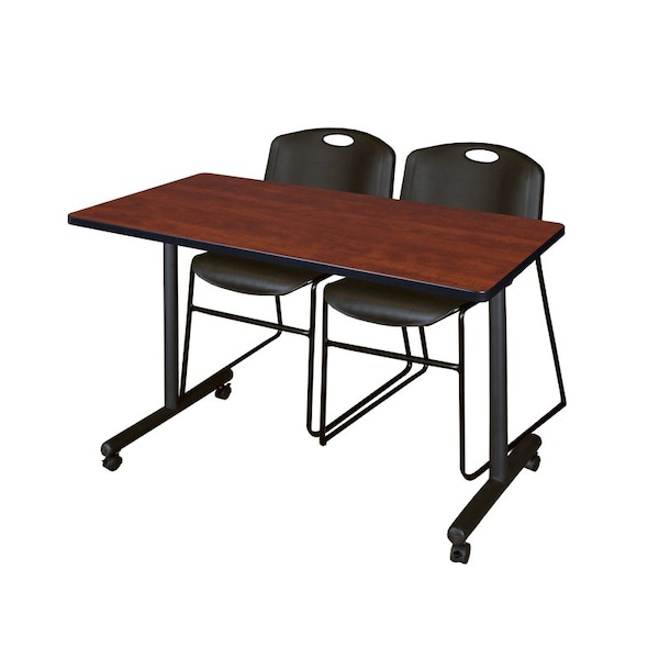 Kobe Rectangle Tables > Training Tables > Kobe Mobile Table & Chair Sets, 48 W, 24 L, 29 H, Cherry - MKTRCC4824CH44BK