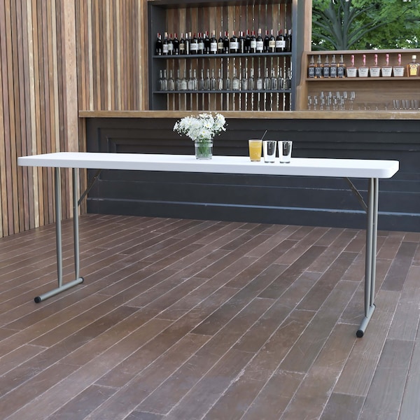 Flash Furniture 18 W, 72 L, 29 H, Metal, Plastic, Plastic: Polyethylene Top, Granite White - 4-DAD-YCZ-180-GW-GG