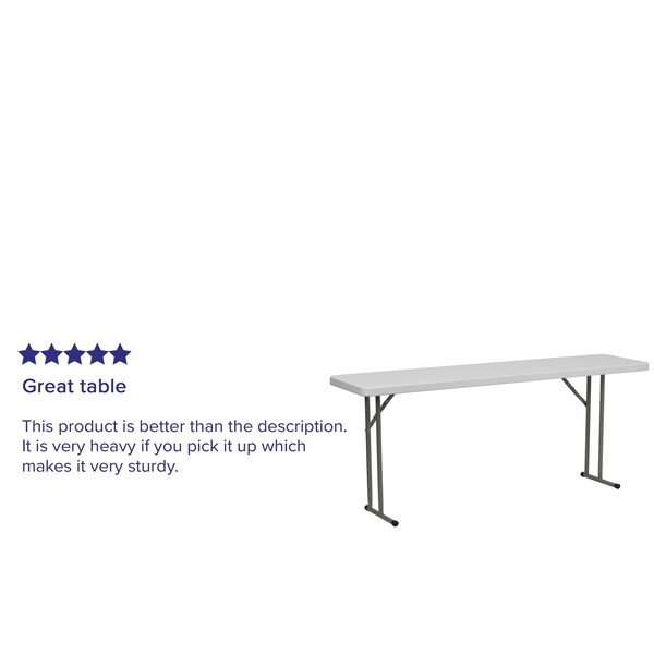 Flash Furniture 18 W, 72 L, 29 H, Metal, Plastic, Plastic: Polyethylene Top, Granite White - 4-DAD-YCZ-180-GW-GG