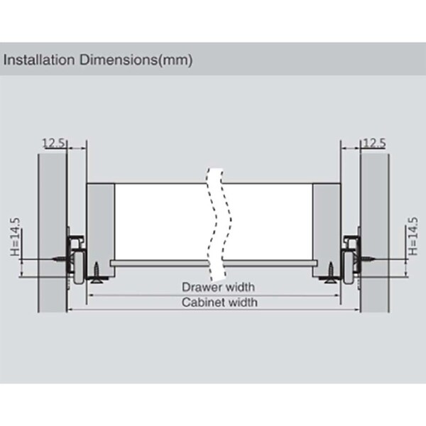 Dtc 22in 3/4 Extension White Cabinet L/R Drawer L/R Self-closing Bottom Mount Screw-on Epoxy Slide - L221