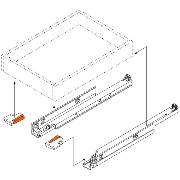 Blum 21in Full Extension Zinc Soft-close Short-series Tandem Drawer Slide, 100 Lbs Weight Rating, PR - 563.5330B