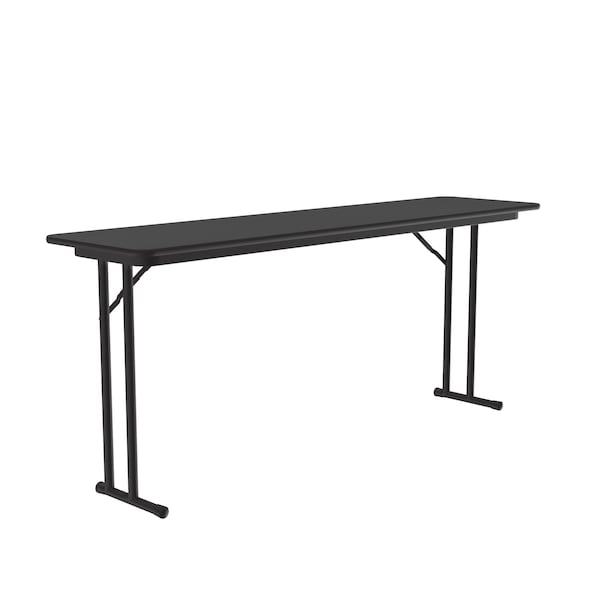 Correll Rectangle Off Set Leg Folding Seminar Training Table, 18" W, 72" L, 29" H, Black Granite - ST1872PX-07