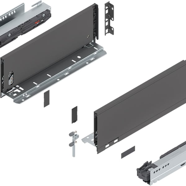 Blum 16in. C Height Legrabox Gray Drawer Set, 125 Lbs Weight Rating - 770C40S0S