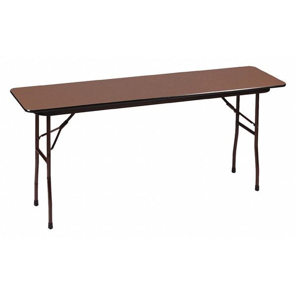 Correll Rectangle Commerical Folding Utility Table, 18" W, 72" L, 29" H, High Pressure Laminate Top, Walnut - CF1872PX-01