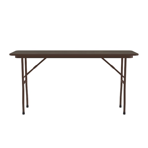 Correll Rectangle Commerical Folding Utility Table, 18" W, 72" L, 29" H, High Pressure Laminate Top, Walnut - CF1872PX-01