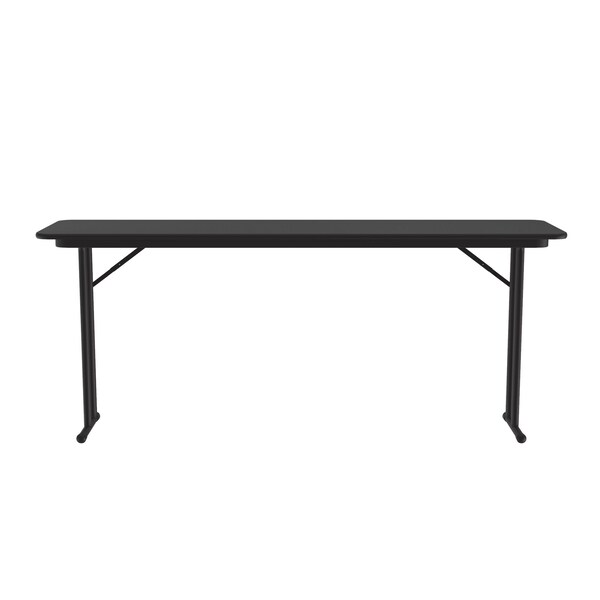 Correll Rectangle Off Set Leg Folding Seminar Training Table, 18" W, 60" L, 29" H, Black Granite - ST1860PX-07