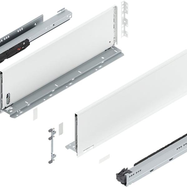 Blum 14in. K Height Legrabox Silk White Drawer Set, 125 Lbs Weight Rating - 770K35S0S