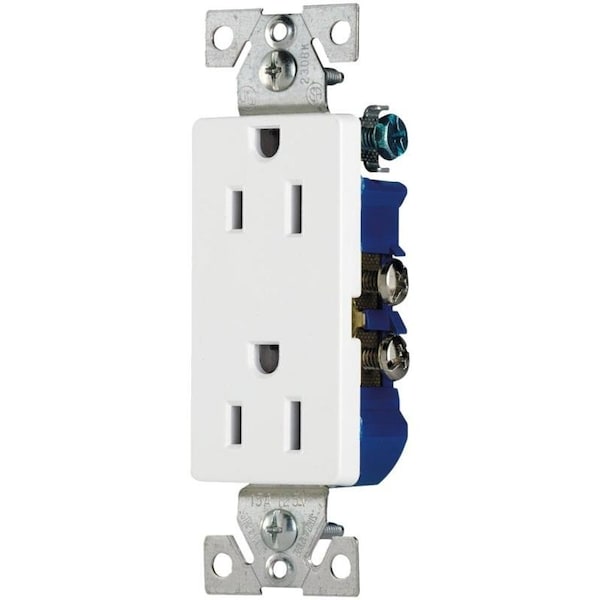 Contacto Dúplex Eaton EATON, 2 polos, 15 A, 125 VCA, conexión por empuje de lado, NEMA 515R, blanco - 1107W-10-L