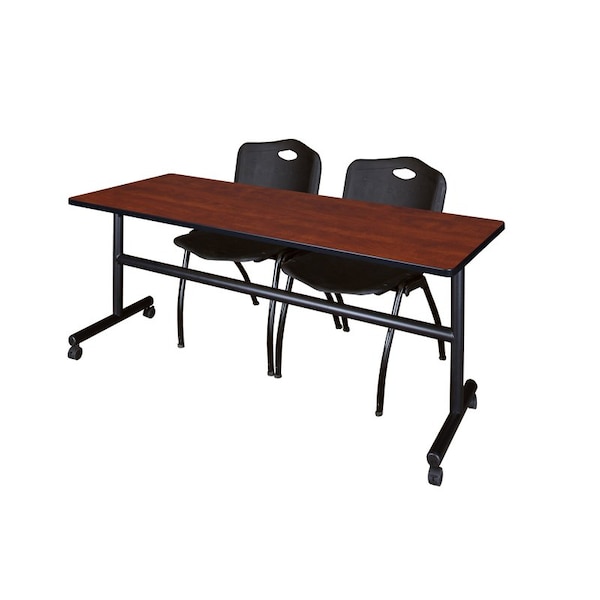 Kobe Rectangle Tables > Nesting Tables > Kobe Flip Top Table & Chair Sets, 72 W, 24 L, 29 H, Cherry - MKFT7224CH47BK