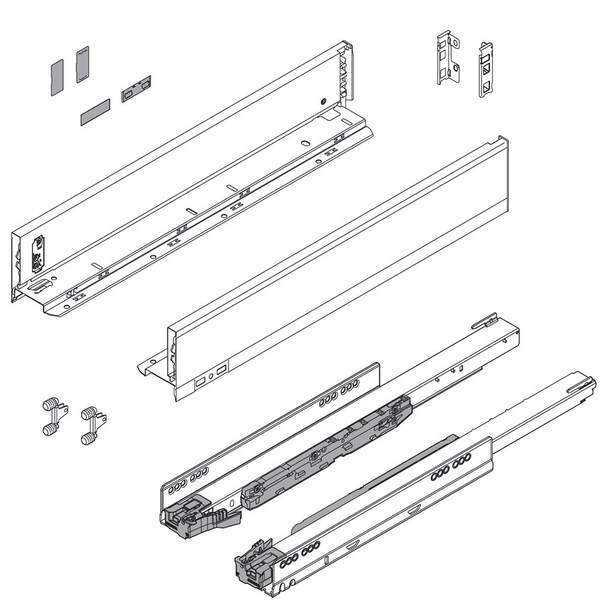 Blum 22in. C Height Legrabox Silk White Drawer Set, 170 Lbs Weight Rating - 773C55S0S