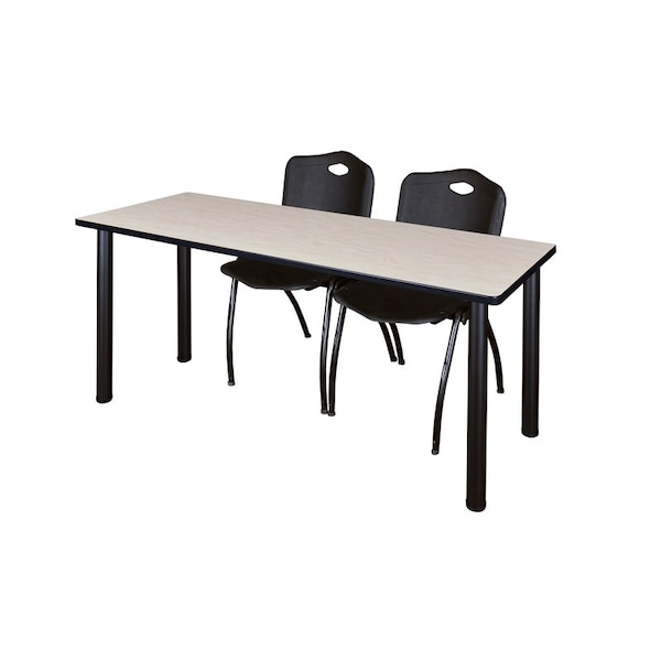 Kee Rectangle Tables > Training Tables > Kee Table & Chair Sets, 72 W, 24 L, 29 H, Maple - MT7224PLBPBK47BK