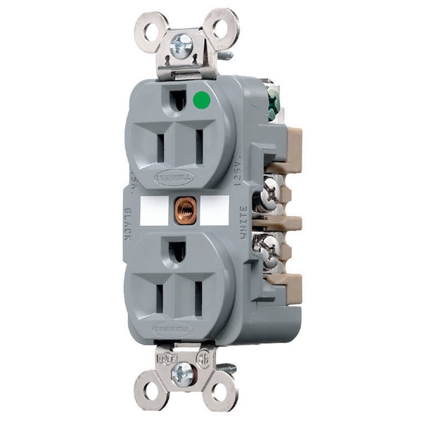 Doble tomacorriente Hubbell de 15A 125VCA 5-15R GY - HBL8200GY