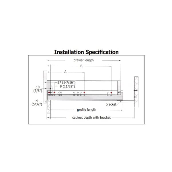 King Slide Undermount Soft Close - 12 in. 1A68F - for 5/8 in. 16mm drawer thickness, PR - 1A68F305