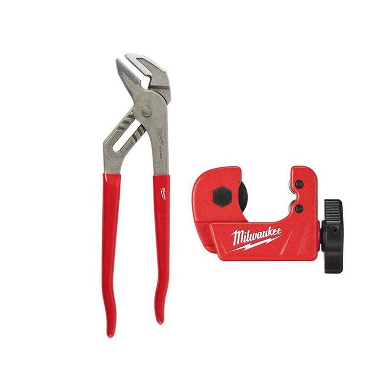 Juego de 2 herramientas: Alicate de mandíbula con agarre suave de 12 pulgadas y cortador de cobre mini de 1/2 pulgadas de Milwaukee - 48-22-6552-48-22-4250