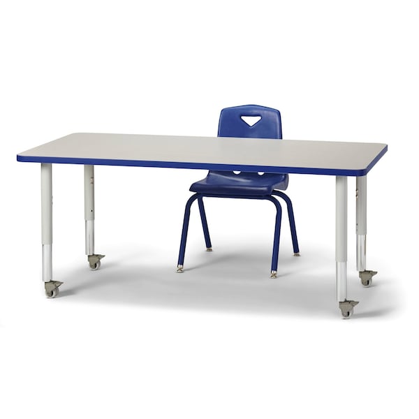 Jonti-Craft Berries Rectangle Activity Table, 30 in. x 60 in., Mobile, Freckled Gray/Blue/Gray - 6408JCM003