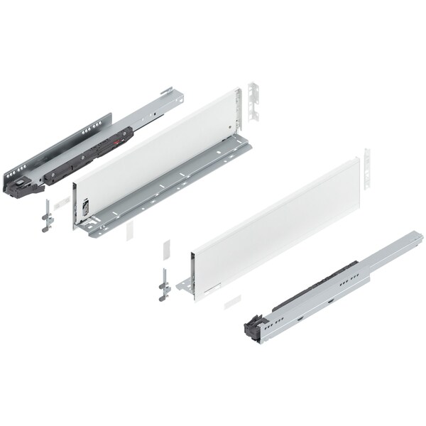 Blum 20in. K Height Legrabox Silk White Drawer Set, 125 Lbs Weight Rating - 770K50S0S