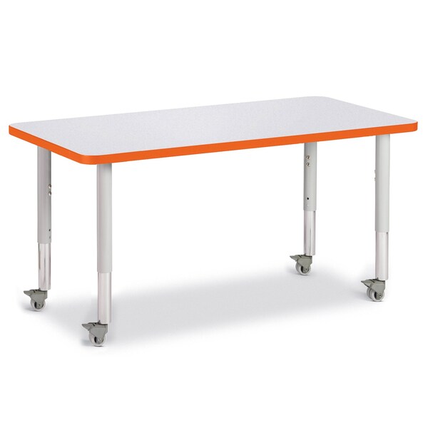 Jonti-Craft Berries Rectangle Activity Table, 24 in. x 48 in., Mobile, Freckled Gray/Orange/Gray - 6403JCM114