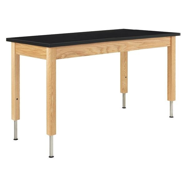 Diversified Spaces Rectangle Adjustable Table, 60" W, 62" L, 30"-36" H, Epoxy Resin Top, Black - A7146K