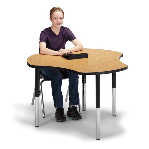 Jonti-Craft Berries Collaborative Hub Table, 44 in. x 47 in., Oak/Black - 6311JCS210