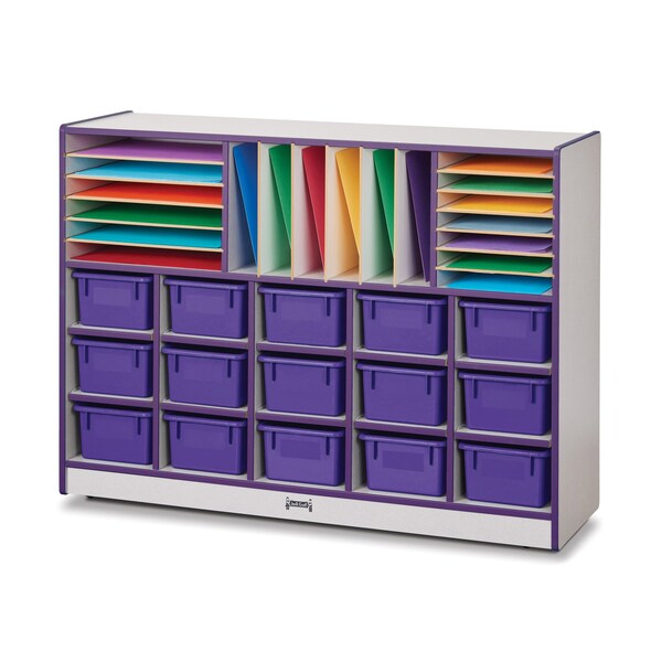 Jonti-Craft Rainbow Accents Sectional Cubbie-Tray Mobile Unit, with Trays, Purple - 0416JCWW004