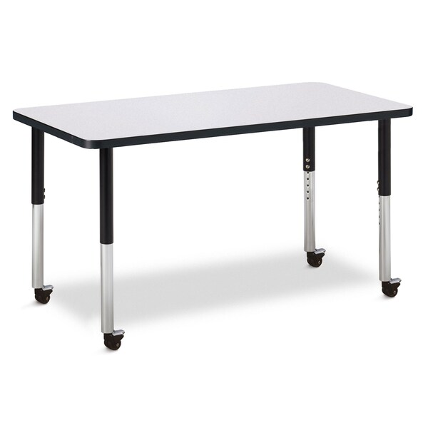 Jonti-Craft Berries Rectangle Activity Table, 24 in. x 48 in., Mobile, Freckled Gray/Black/Black - 6403JCM180
