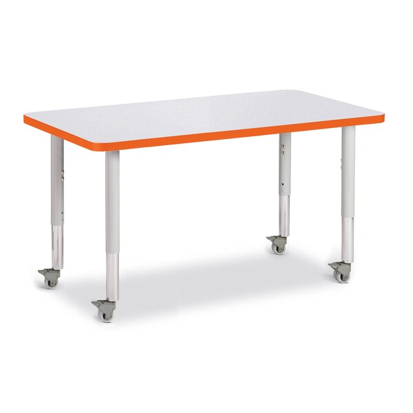 Jonti-Craft Berries Rectangle Activity Table, 24 in. x 36 in., Mobile, Freckled Gray/Orange/Gray - 6478JCM114