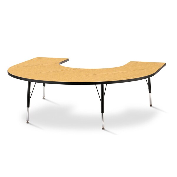 Jonti-Craft Berries Horseshoe Activity Table, 66 in. x 60 in., E-height, Oak/Black/Black - 6445JCE210