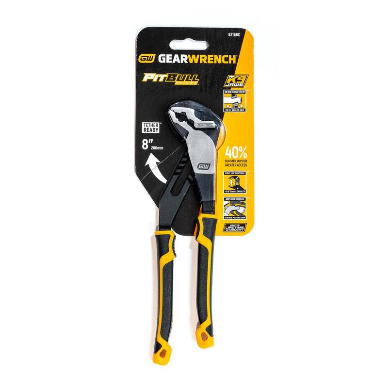 Llave ajustable de 8 pulgadas PITBULL K9 con mangos de doble material de agarre en V para lengua y ranura - 82168C