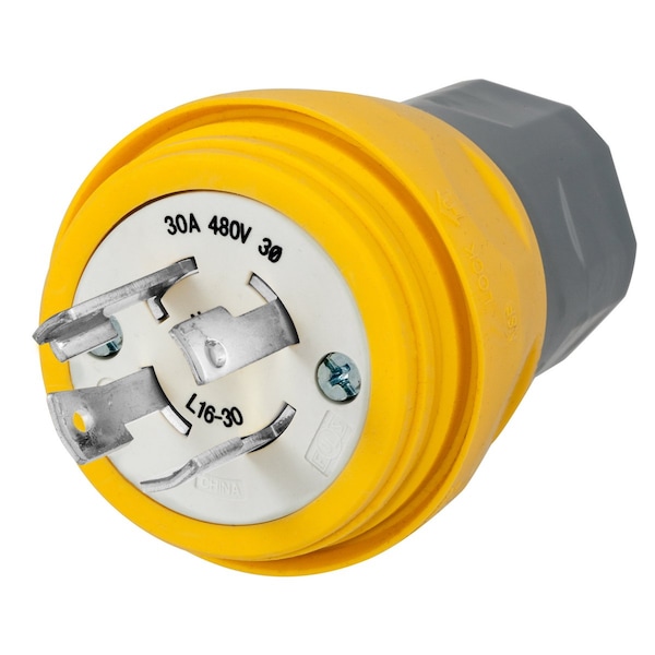 Dispositivo de bloqueo Bryant, Elastomérico, Clavija Macho, 30A 3-Fase Delta 480V AC, 3 Polos 4 Conductores A Tierra, L16-30P - BRY28W76.